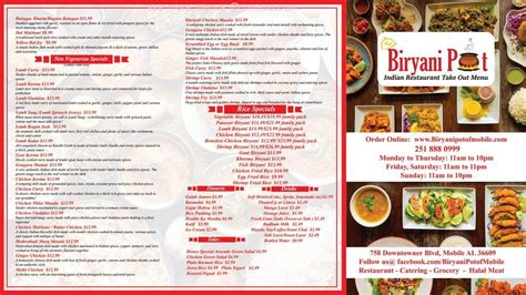 Menu at Biryani Pot restaurant, Mobile