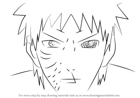 Learn How to Draw Obito Uchiha Face from Naruto (Naruto) Step by Step ...