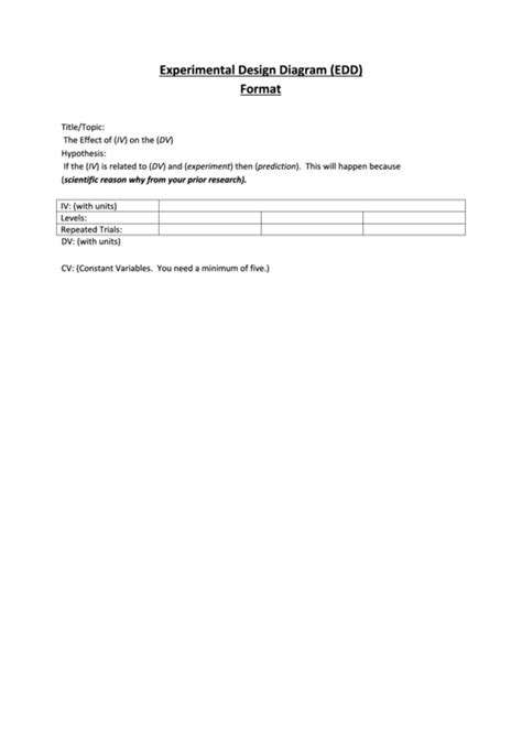 Experimental Design Diagram (Edd) Format printable pdf download