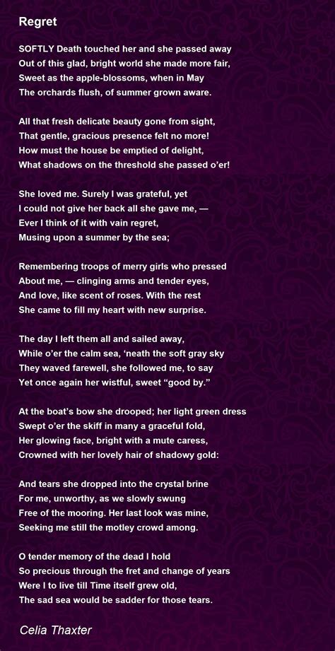 Regret - Regret Poem by Celia Thaxter