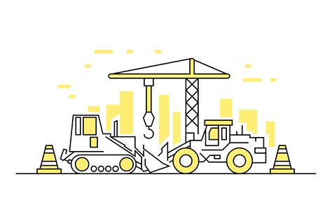 Construction Yellow Fine Line Doodle - Download Free Vectors, Clipart Graphics & Vector Art