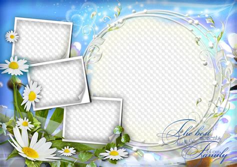 Family Photo Collage with Beautiful daisies free psd png frame free ...