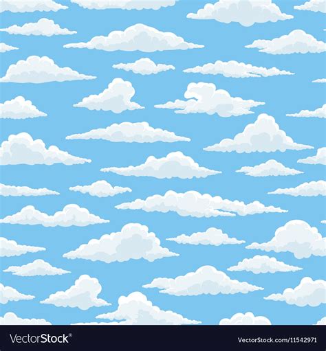 White clouds blue sky seamless pattern Royalty Free Vector