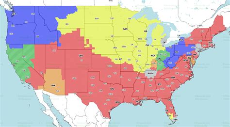 Minnesota @ Green Bay Broadcast Map (Packers game in yellow) : r/GreenBayPackers