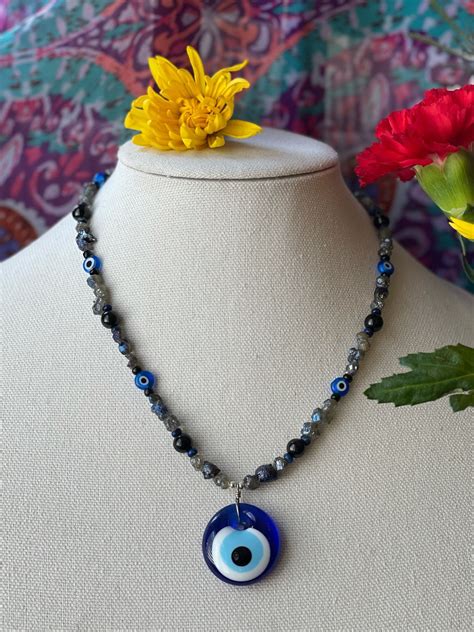 Blue Evil Eye Necklace Turkish Glass Evil Eye Pendant | Etsy