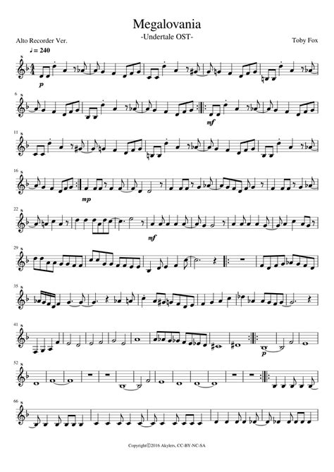 Megalovania(Alto Recorder Arranged) Sheet music for Recorder (Solo ...