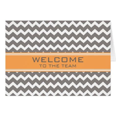 Orange Gray Chevron Employee Welcome to the Team Greeting Card | Zazzle