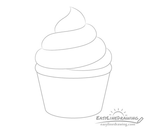 How to Draw a Cupcake Step by Step - EasyLineDrawing