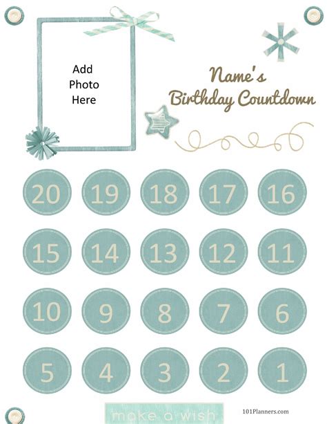 Birthday Countdown Calendar Printable - Printable Word Searches