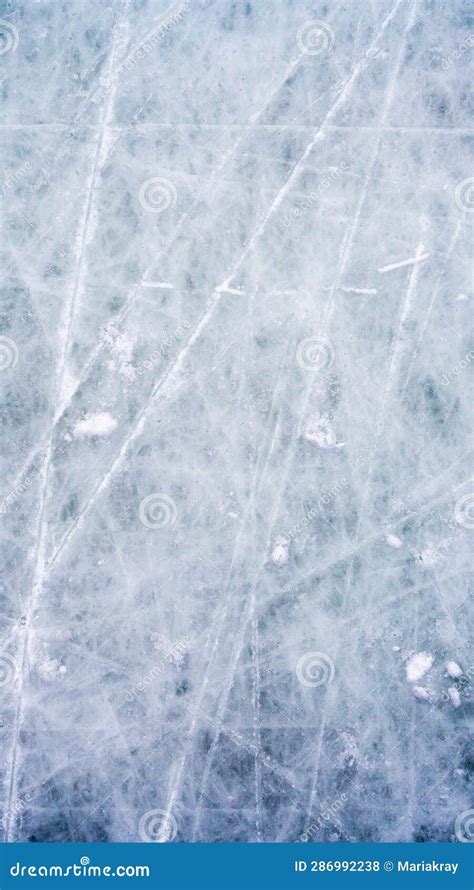 Ice Background with Marks from Skating and Hockey, Blue Texture of Rink ...