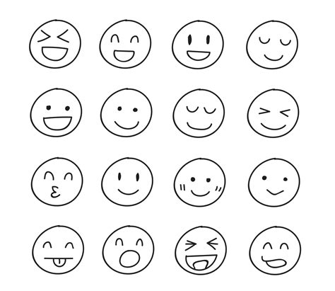 Collection of freehand drawing of happy emoticons 2962142 Vector Art at Vecteezy