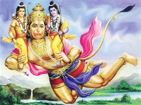 Lord Hanuman Carrying Lord Rama And Lord Lakshmana - God Pictures