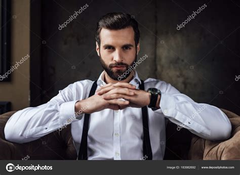 Portrait Handsome Confident Man Looking Camera Stock Photo by ...