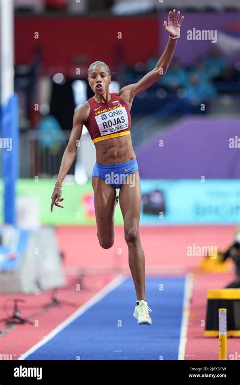 Yulimar Rojas jumping at the Belgrade 2022 Indoor World Championship in ...