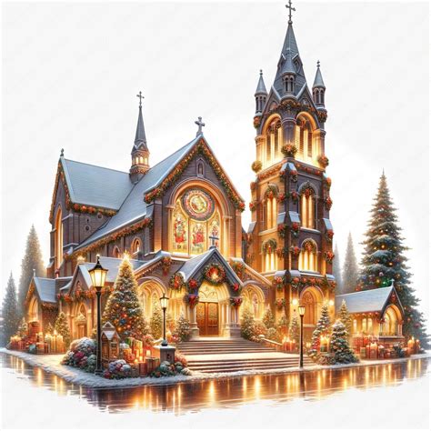 Christmas Church Clipart Festive Church Clipart Bundle 10 High-quality ...