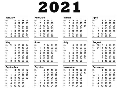 Calendar 2021 Transparent | PNG All
