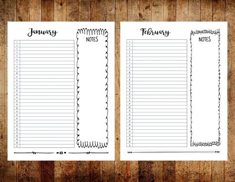 Printable Bullet Journal Monthly View Monthly Calendar