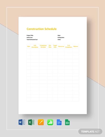 Construction Schedule - 38+ Examples, How To Make, PDF, Excel, Word ...