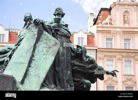 Statue of Jan Hus in Old Town Square Prague, Czech Republic Stock Photo - Alamy