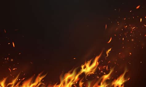 Premium Vector | Fire flames Burning red hot sparks realistic abstract ...