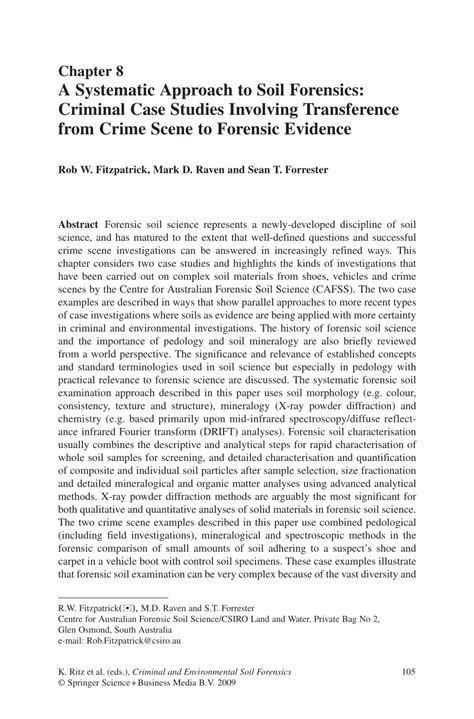 (PDF) A Systematic Approach to Soil Forensics: Criminal Case Studies ...