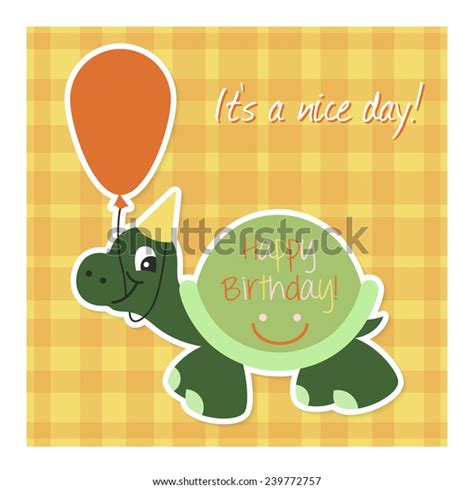 Cute Happy Birthday Card Funny Turtle Stock Vector (Royalty Free) 239772757