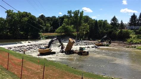 Frankenmuth fish ladder construction - YouTube