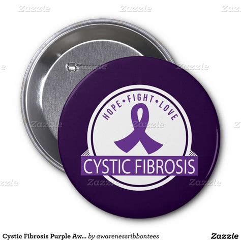 Cystic Fibrosis Purple Awareness Ribbon Button | Awareness ribbons ...