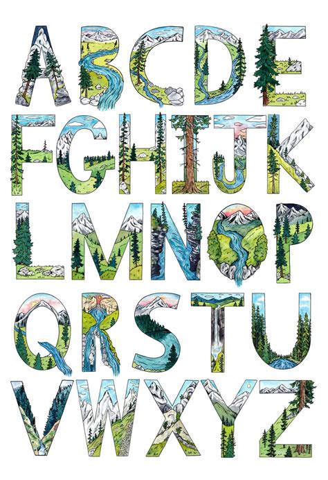 Nature Alphabet | Fine Art Print | Nursery Decor | Alphabet art print ...