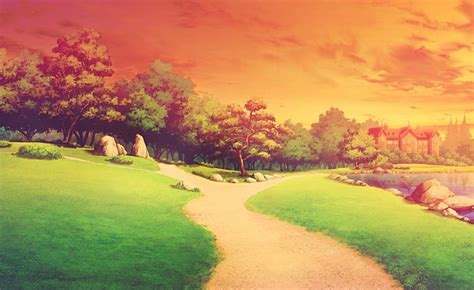 Anime Garden, cg, anime, garden, sunset, no people, scenery, landscape ...