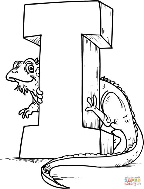 Letter I is for Iguana coloring page | Free Printable Coloring Pages