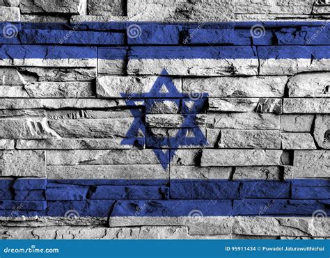 Israel Flag Painting on High Detail of Old Brick Wall . Stock ...