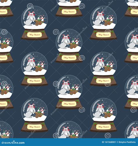 Rabbit in Christmas Costume in Snowball Seamless Pattern Stock Vector - Illustration of holiday ...