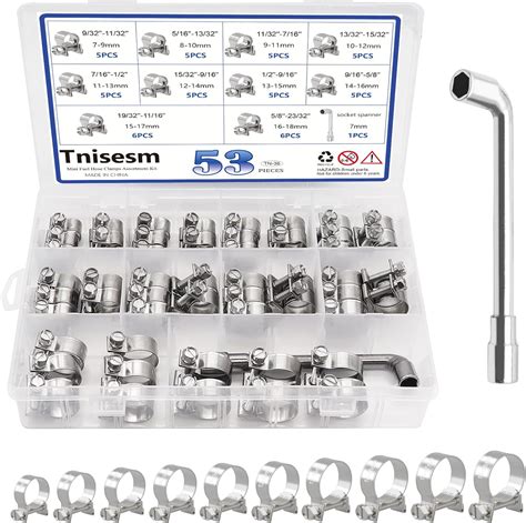 Amazon.com: Tnisesm 304 Stainless Steel Mini Fuel Injection Hose Clamps Adjustable 7-18mm 10 ...