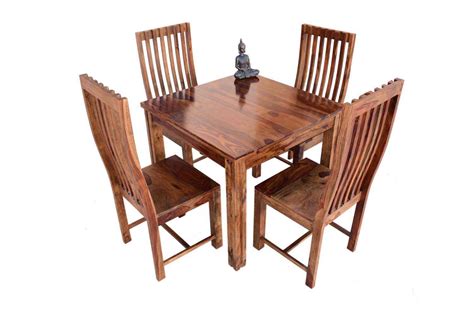 Buy 4 Seater Recto classic square dining table with zernal wooden chair | Dining Room, 4 Seater ...