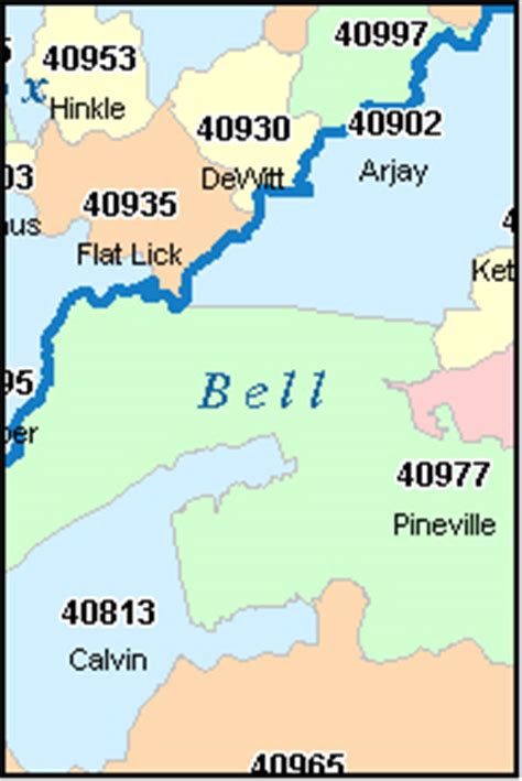 BELL County, Kentucky Digital ZIP Code Map