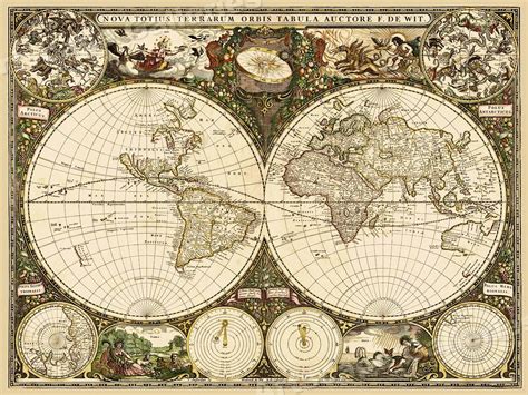 Nova Terrarum Orbis Viejo Mundo 1600 impresión artística mapa de pared - 24x32 | eBay