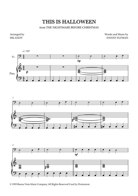 This Is Halloween (arr. Milanov) Sheet Music | Danny Elfman | Cello and ...