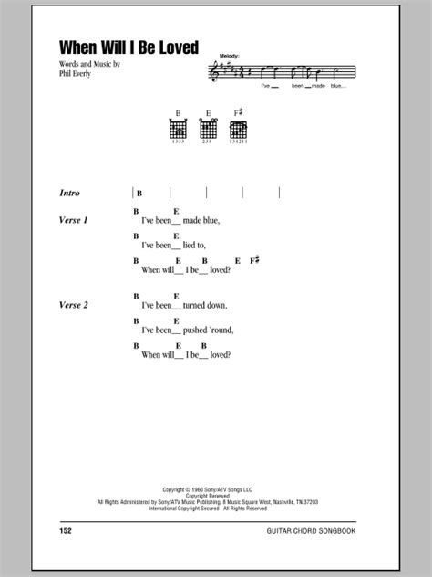 When Will I Be Loved by Linda Ronstadt Sheet Music for Guitar Chords ...