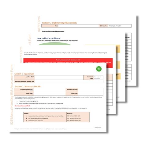 Manual Handling Risk Assessment Form 526 - Instant Download