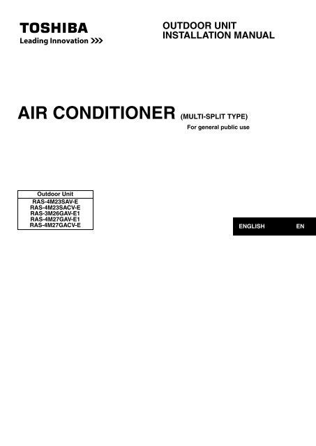 OUTDOOR UNIT INSTALLATION MANUAL - Toshiba Air Conditioning