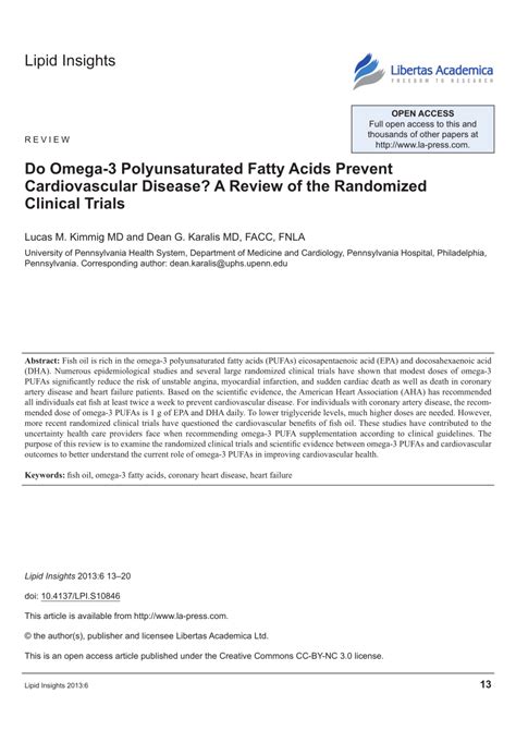 (PDF) Do Omega-3 Polyunsaturated Fatty Acids Prevent Cardiovascular Disease? A Review of the ...