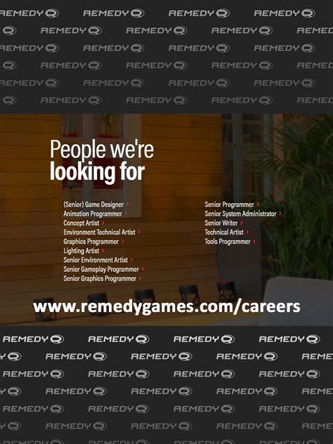 Remedy Entertainment on Twitter: "Want a new challenge? Join Remedy? We got over a dozen new ...