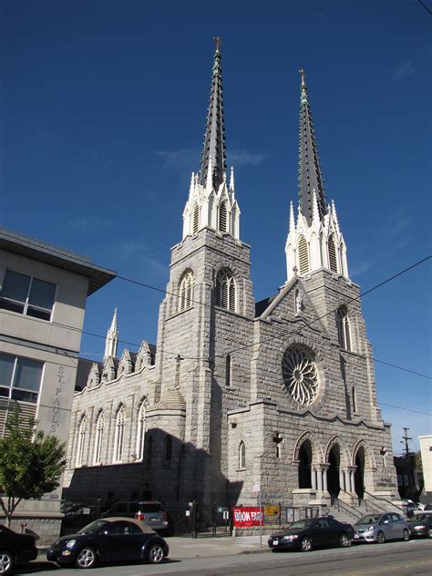 St. Paul's Church: slate steeples and rustic stone