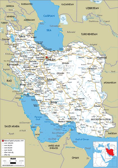 Iran Map (Road) - Worldometer