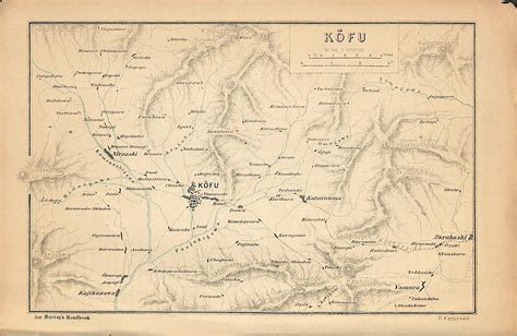 Kofu Japan, Map of Kofu, Antique Map 1894, Matted