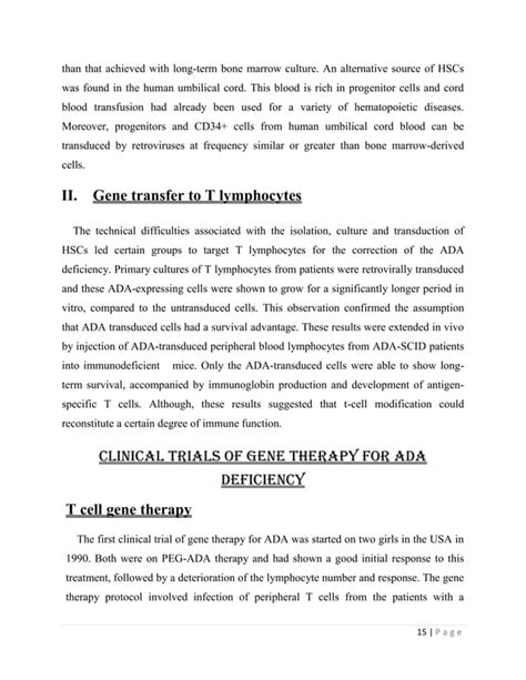 Adenosine deaminase (ADA) Gene Therapy