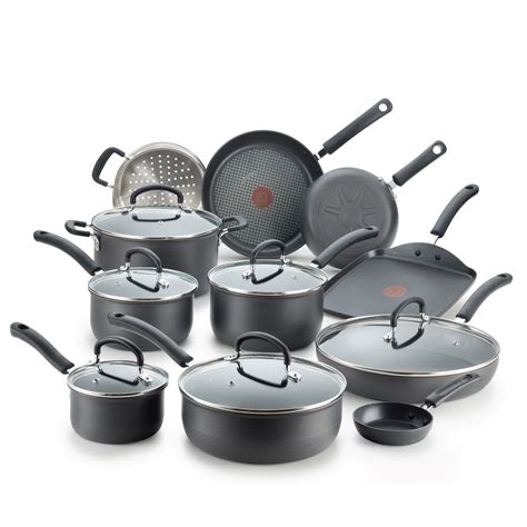 T-fal Hard Anodized Cookware Set, Nonstick Pots and Pans Set, 17 Piece ...