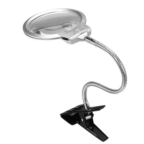 Clip On Desktop Illuminated Magnifier Magnifying Glass Reading Loupe ...