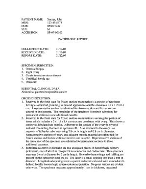 Pathology Report Pdf - Fill and Sign Printable Template Online